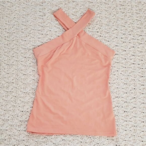 Keyhole Neck Cross Over Peach Top- Small- NWOT - Picture 8 of 8